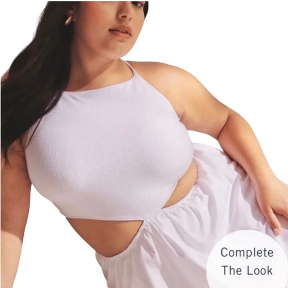 Abercrombie - NEW Mixed Fabric Cut Out Midi Dress Sz M - Picture 3 of 16